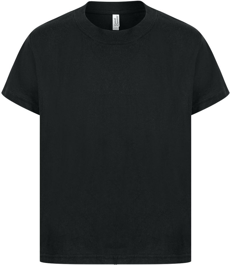A child's plain black t-shirt.