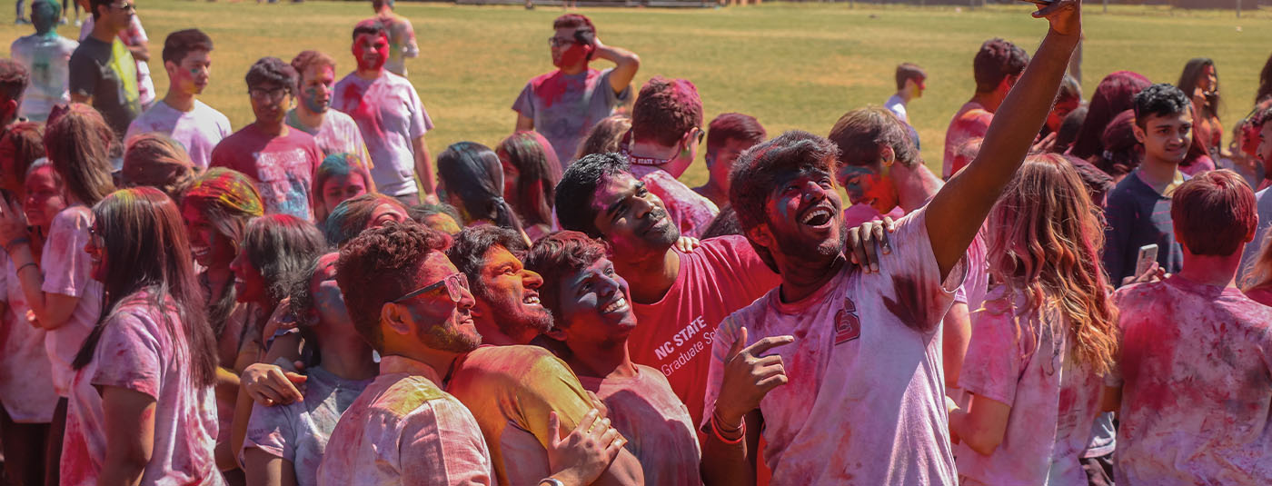 College students at Holi festival
