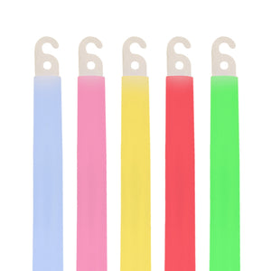 5 glowsticks in blue, pink, yellow, red and green.