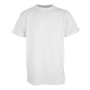 A plain white T-shirt against a white background.