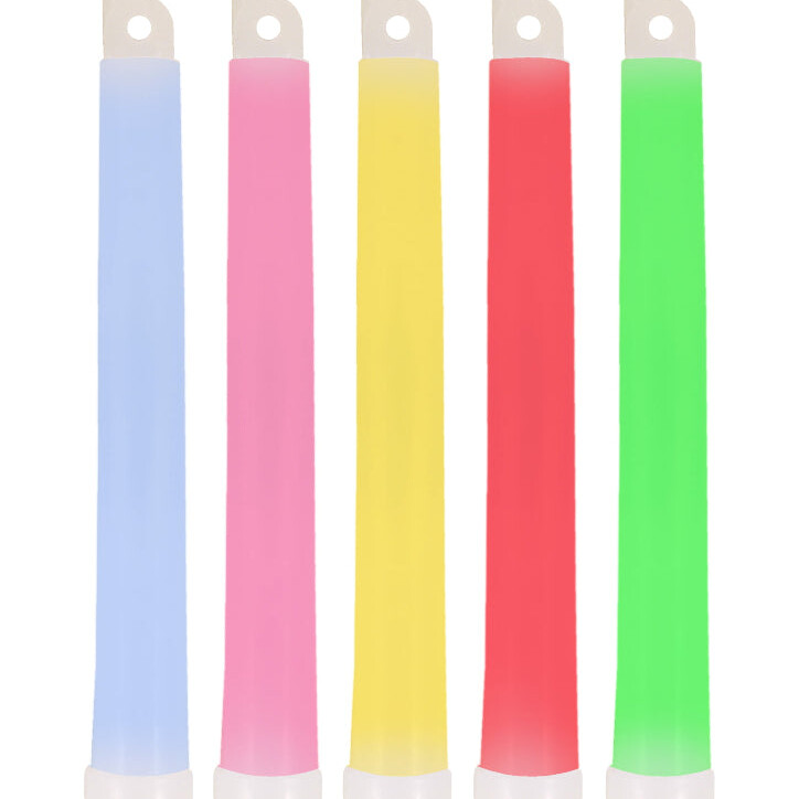 5 glowsticks in blue, pink, yellow, red and green.
